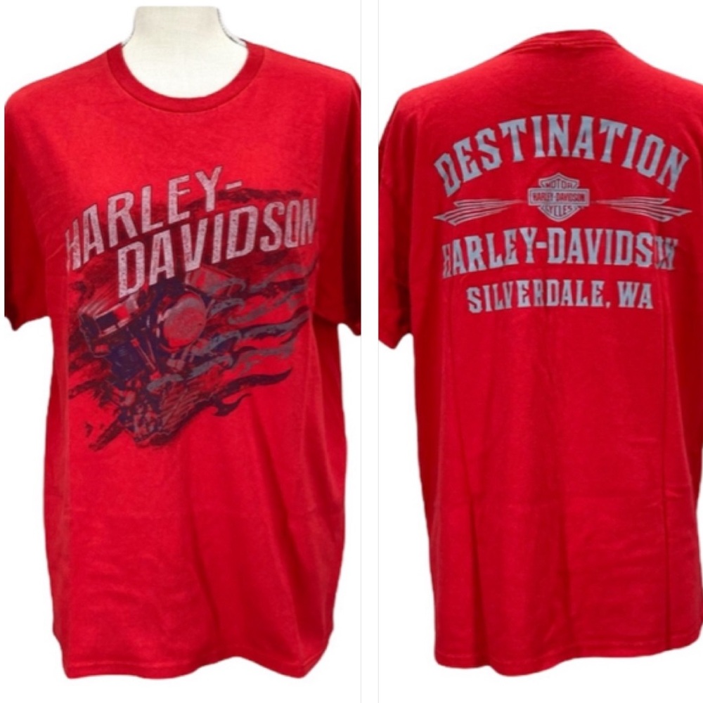HARLEY-DAVIDSON Men’s/Unisex Red Short Sleeve Graphic Tee Shirt Size Large